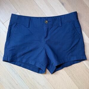 Lilly Pulitzer Callahan Shorts Womens Size 10 Blue Textured Cotton Casual Preppy